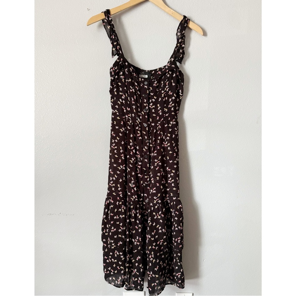 Reformation Black Floral Midi Dress